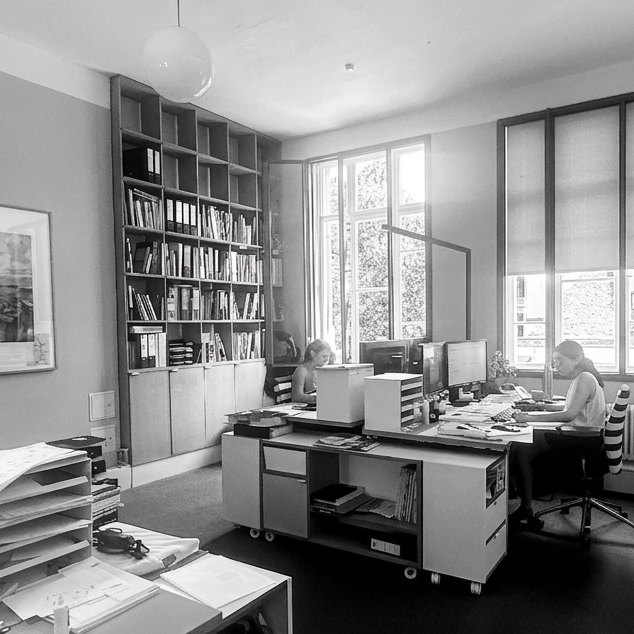 Innenansicht des Architekturbüros m+4 Planung